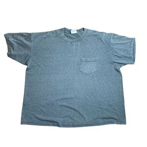 90s Vintage Key elements Gray Blank Short sleeve chest pocket tshirt XL